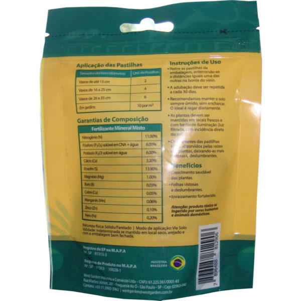 SAMAMBAIAS PASTILHAS NUTRITIVAS PREMIUM WEST GARDEN 50g - Imagem 3