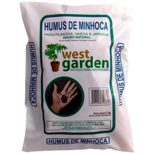 HUMUS DE MINHOCA 02 kg PREMIUM WEST GARDEN