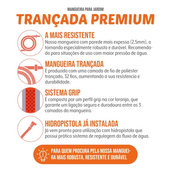 MANGUEIRA TRANÇADA REFORÇADA MTR  25m COM HIDROPISTOLA - Imagem 4